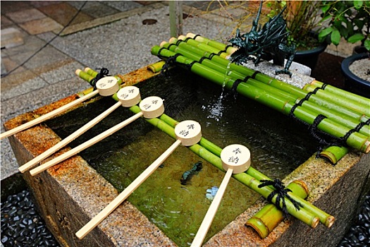 竹子,长柄勺,日本,庙宇