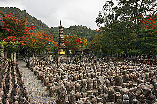 日本寺庙,石头,纪念,地面,岚山,京都,日本