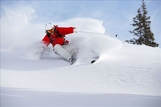 奥地利,男性,滑雪者,转,雪中,斜坡