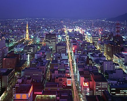 夜景,札幌,塔