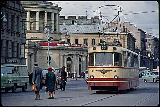 街道,电车,地铁站,背景,列宁格勒,彼得斯堡,街景,历史