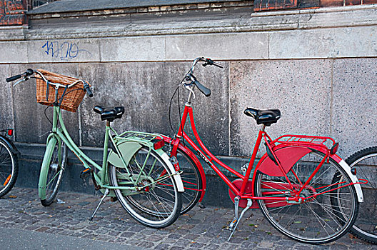 丹麦,哥本哈根,新港,彩色,自行车