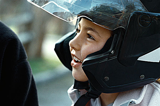 女孩,戴着,摩托车头盔