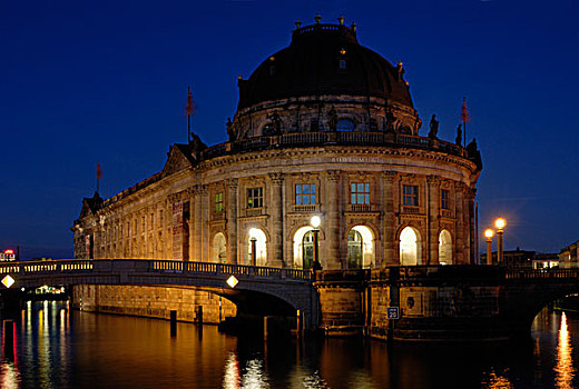 夜景,博物馆岛,岛屿,世界遗产,柏林,德国,欧洲