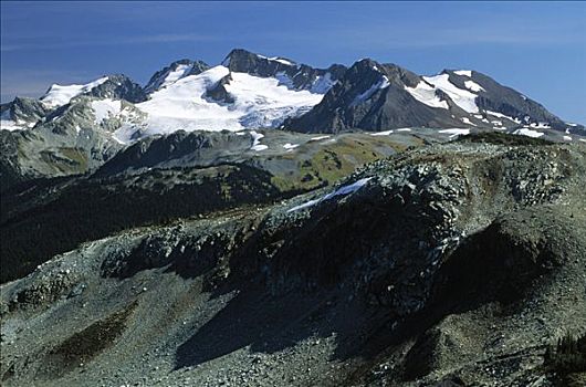 惠斯勒山,积雪,顶峰,展示,冰河,器具,形状,结冰,谷地,不列颠哥伦比亚省,加拿大