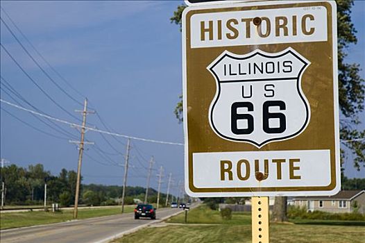 美国,伊利诺斯,66号公路,历史,路线,标识