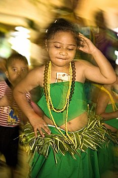 女孩,跳舞,传统,驯服,婚宴,纽埃岛,南太平洋