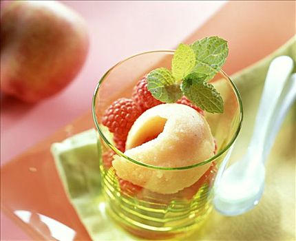 油桃,果汁冰糕,新鲜,树莓