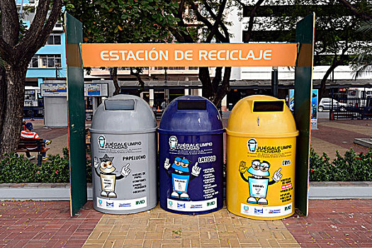 容器,垃圾,分隔,历史,城镇,中心,瓜亚基尔,厄瓜多尔,南美