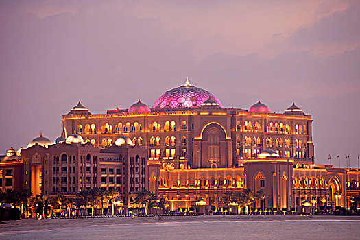 酋长国,宫殿,豪华酒店,光亮,蓝色,钟点,阿布扎比,阿联酋,亚洲