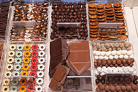 比利时,布鲁塞尔,巧克力,店面展示,特写