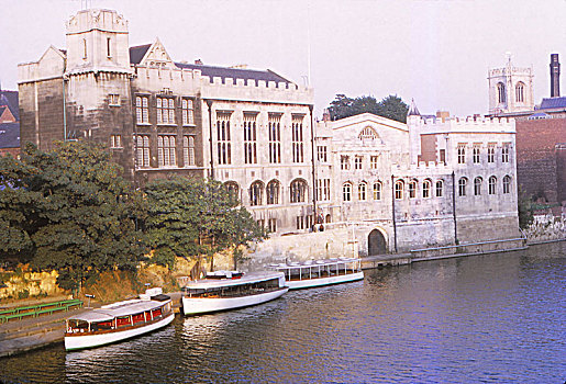 市政厅,河,桥,约克,20世纪,艺术家