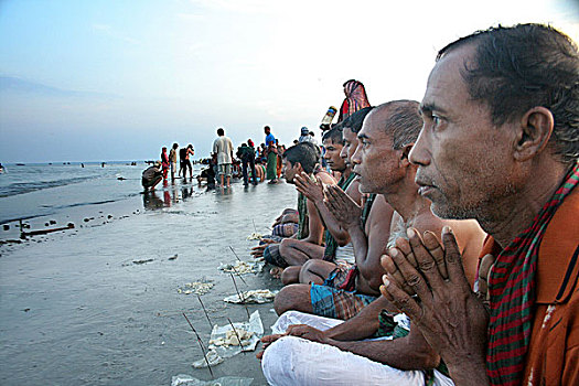 人,印度教,祈祷,岸边,湾,孟加拉,节日,拿,满月,库尔纳市,十一月,2008年