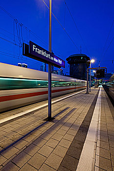 ice列车,到达,枢纽站,法兰克福,黑森州,德国,欧洲