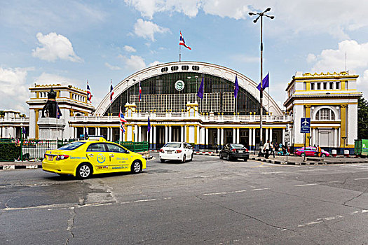出租车,正面,中央车站,火车站,唐人街,曼谷,泰国,亚洲