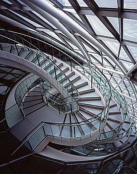 市政厅,格拉,伦敦,螺旋楼梯,上面,右边