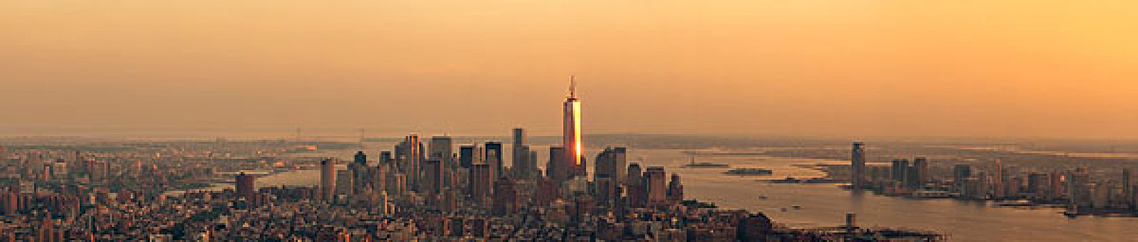 天际线,纽约,日落