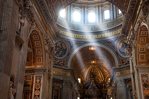 仰视,天花板,穹顶,圣彼得大教堂,教堂,梵蒂冈城,罗马,意大利