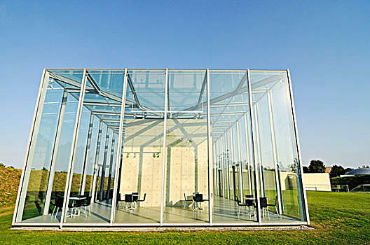 玻璃,建筑,现代建筑,导弹,美术馆,兰根,建筑师,诺伊斯,地区,北莱茵威斯特伐利亚,德国,欧洲