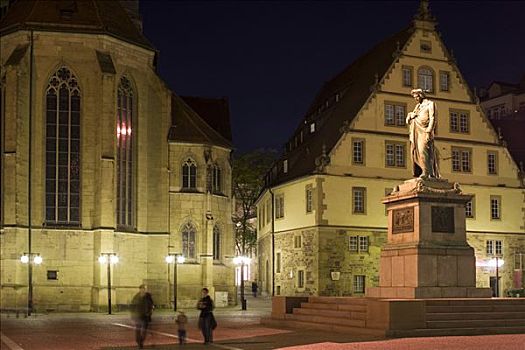 纪念建筑,夜晚,巴登符腾堡,德国,欧洲