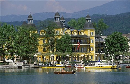 宫殿,看,湖,卡林西亚,奥地利