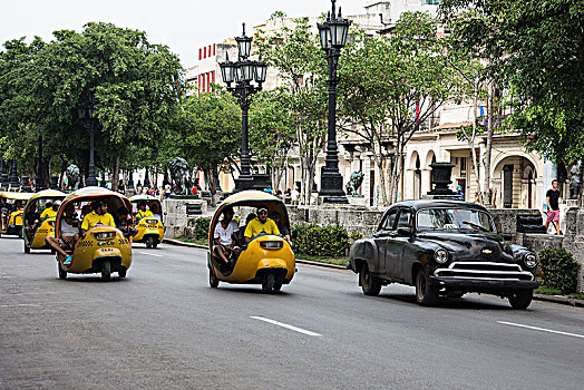 古巴,哈瓦那,大道,老爷车,出租车