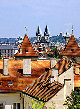 泰恩教堂,屋顶,布拉格,捷克共和国