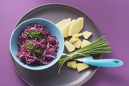 生食,紫甘蓝沙拉,菠萝
