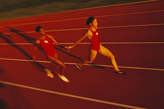 女性,跑步者,交接棒
