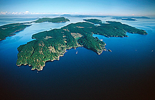 海湾群岛,岛屿,俯视,上面,左边,中心,不列颠哥伦比亚省,加拿大