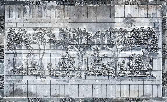 仿古画像砖浮雕,南京玄武湖公园内