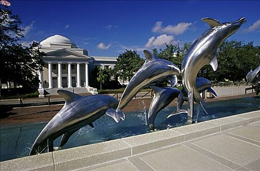 海豚,雕塑,最高法院,佛罗里达,塔拉哈西,美国