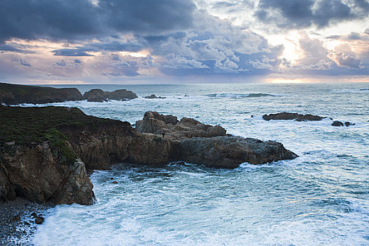 岩石海岸,海浪,州立公园,加利福尼亚,美国
