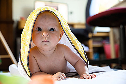 婴儿,4-5个月,老,毛巾,德国,欧洲