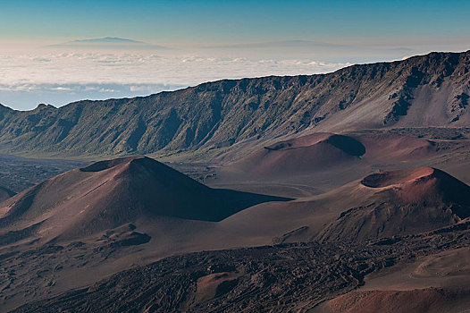 火山口,上面,哈雷阿卡拉火山,火山,哈莱亚卡拉国家公园,毛伊岛,夏威夷,美国,北美