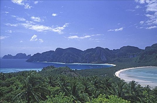 俯视,狭窄,分隔,皮皮岛,岛屿,2004年,海啸,小路,破坏,尾流,泰国