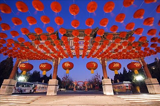 中国,北京,春节,红灯笼,装饰,地坛,公园,庙宇