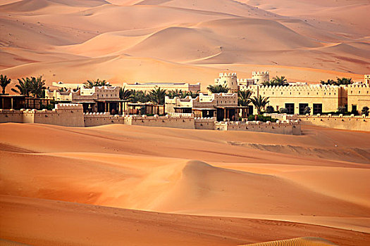 奢华,沙漠,酒店,风格,要塞,巨大,沙丘,靠近,绿洲,阿布扎比,阿联酋,中东