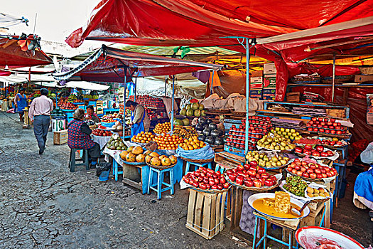 市场货摊,水果,市场,苏克雷,玻利维亚