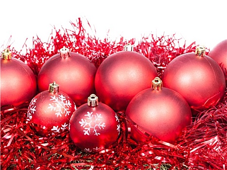 许多,红色,圣诞节饰物,闪亮装饰物,隔绝