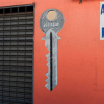 钥匙,标识,涂绘,墙壁,危地马拉城,危地马拉