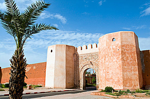 城门,壁,玛拉喀什,摩洛哥