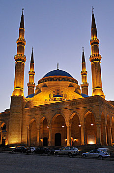 光亮,清真寺,贝鲁特,黎巴嫩,中东,西亚