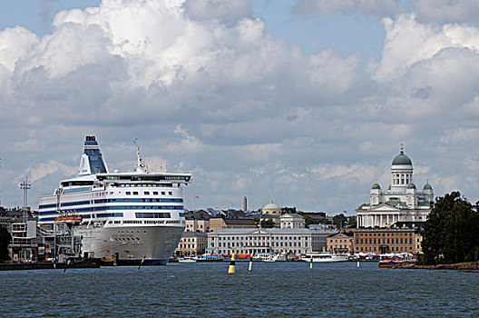 赫尔辛基,游轮,船,港口,芬兰,欧洲