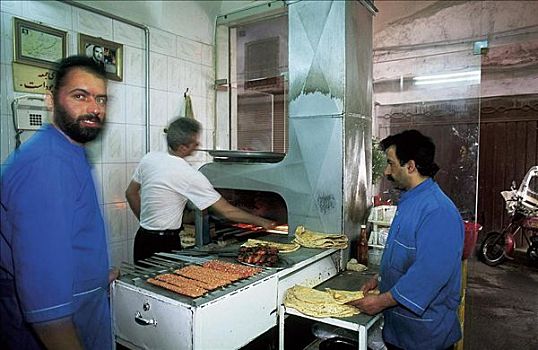 伊朗,男人,酒馆,烤串,食物,亚洲