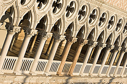 意大利,威尼斯,倾斜视角,露台,柱子,宫殿
