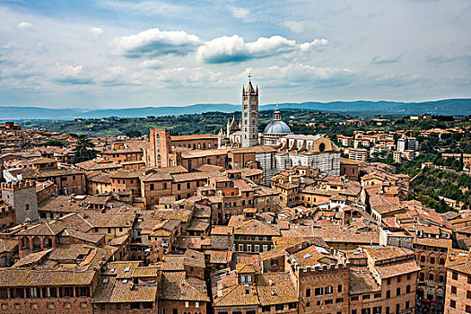 风景,上方,历史,中心,锡耶纳,大教堂,托斯卡纳,意大利,欧洲