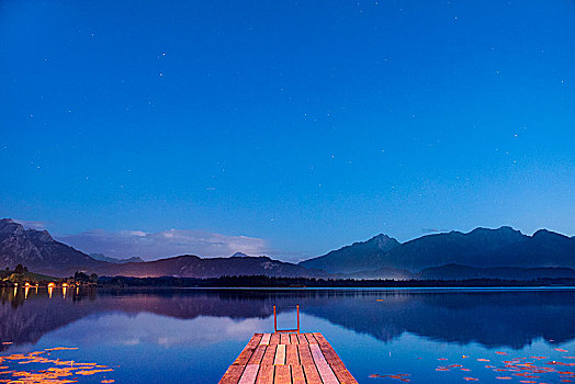 蓝色,钟点,湖,浴,码头