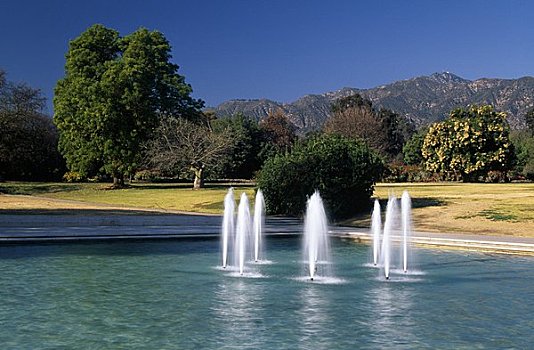 喷泉,花园,洛杉矶国家植物园,植物园,阿卡迪亚,洛杉矶,加利福尼亚,美国