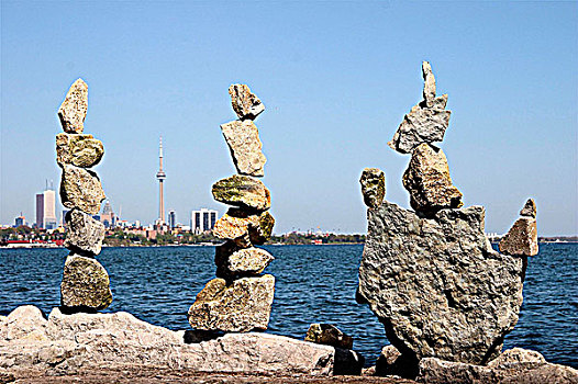 平衡,石头,安大略湖,多伦多,安大略省,加拿大